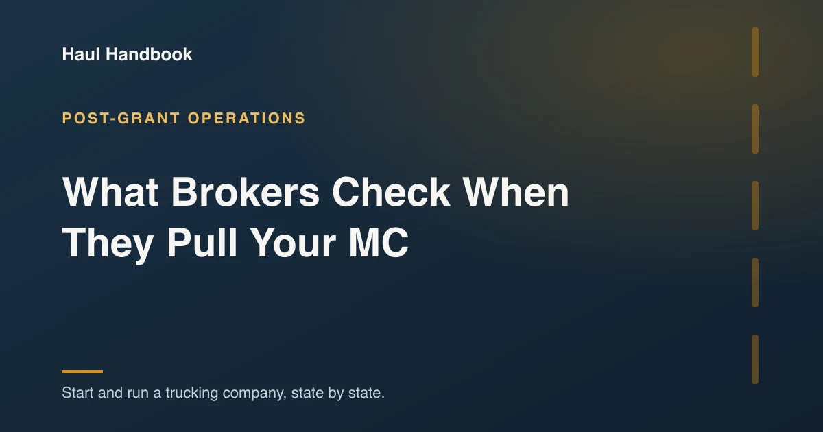 Cover image: the FMCSA record a broker vetting system reads for a carrier